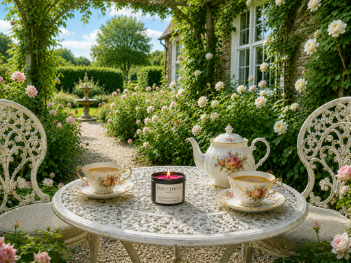 Afternoon Tea Lux Ethica London scented candle in rose garden